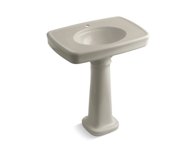 KOHLER 2347-1-G9 Bancroft 30" Pedestal Bathroom Sink With Single Faucet Hole in Sandbar