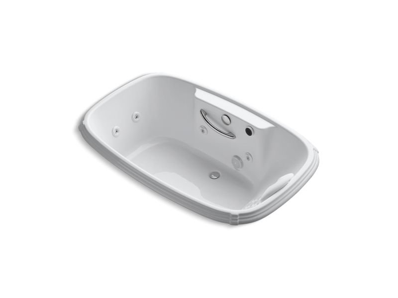 KOHLER K-1457-LM-0 Portrait 67" x 42" drop-in whirlpool with heater, grip rail drillings, left-hand pump and massage experience