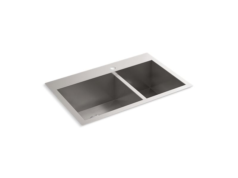 KOHLER 80168-1-NA Vault 30-1/2" X 20" Top-Mount/Undermount Double-Bowl Large/Medium Kitchen Sink With Single Faucet Hole