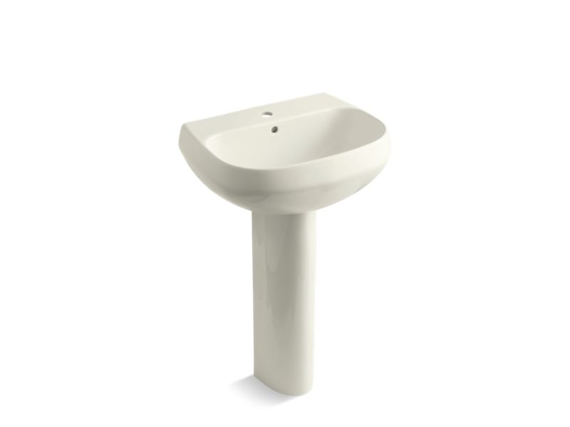 KOHLER 2293-1-96 Wellworth Pedestal Bathroom Sink With Single Faucet Hole in Biscuit