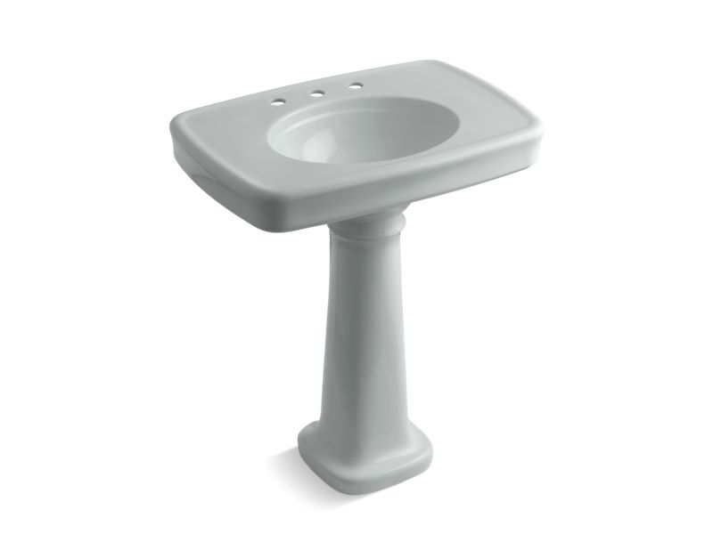 KOHLER K-2347-8 Bancroft 30" pedestal bathroom sink with 8" widespread faucet holes