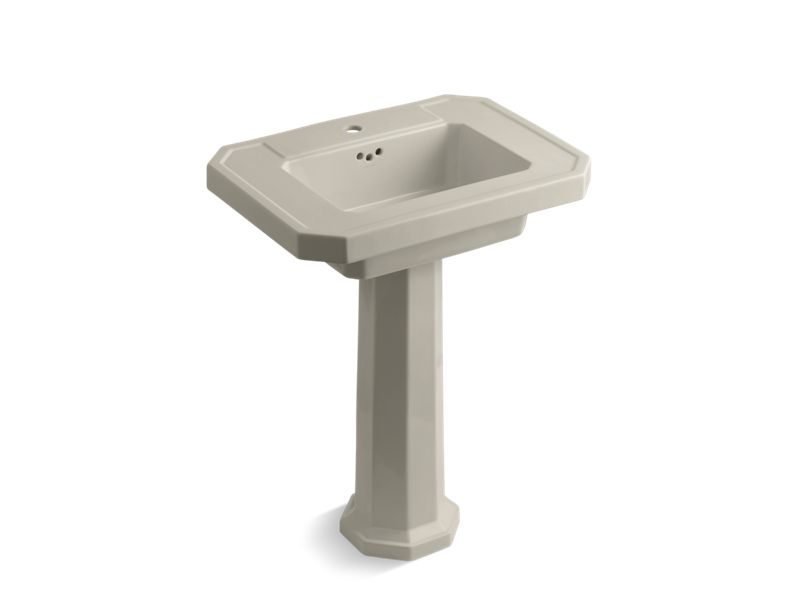 KOHLER 2322-1-G9 Kathryn Pedestal Bathroom Sink With Single Faucet Hole in Sandbar