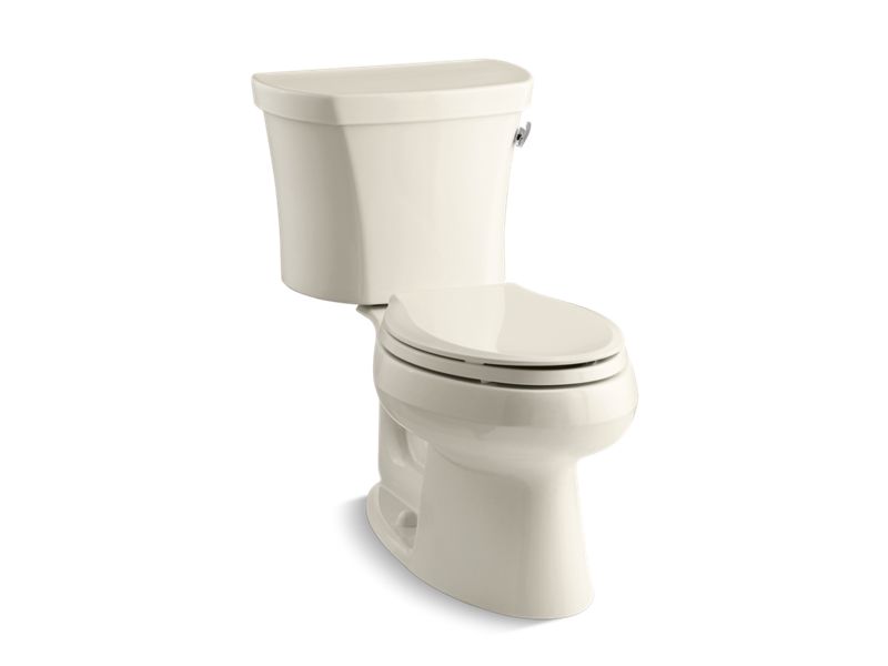 KOHLER 3948-RZ-47 Wellworth Two-Piece Elongated 1.28 Gpf Toilet With Right-Hand Trip Lever, Tank Cover Locks, Insulated Tank And 14" Rough-In in Almond