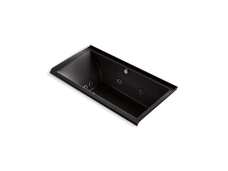 KOHLER K-1167-XH2GR-7 Underscore Rectangle 60" x 30" alcove whirlpool + BubbleMassage(TM) Air Bath with integral flange and right-hand drain