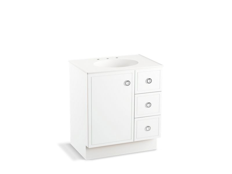 KOHLER K-99504-TKR-1WA Jacquard 30" bathroom vanity cabinet with toe kick, 1 door and 3 drawers on right