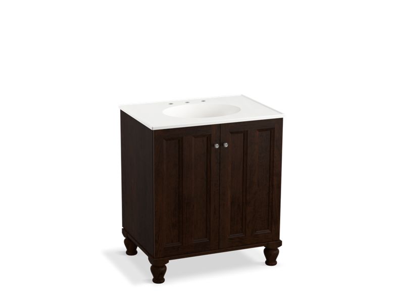 KOHLER K-99515-LG-1WB Damask 30" bathroom vanity cabinet with furniture legs and 2 doors