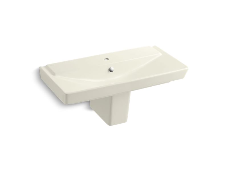 KOHLER 5148-1-96 R?¬ve 39" Semi-Pedestal Bathroom Sink With Single Faucet Hole in Biscuit