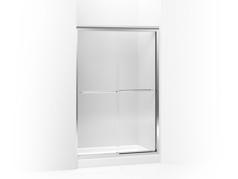 KOHLER 702215-L-SHP Fluence Sliding Shower Door, 76-1/2" H X 44-1/2 - 47-1/2" W, With 1/4" Thick Crystal Clear Glass in Bright Polished Silver