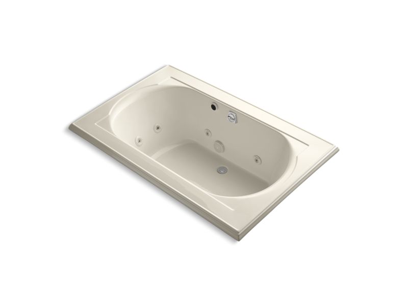 KOHLER K-1170-HN-47 Memoirs 66" x 42" drop-in whirlpool with reversible drain, heater and custom pump location without jet trim