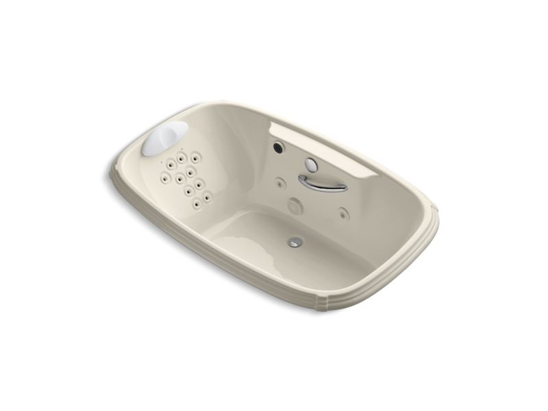 KOHLER K-1457-RM-47 Portrait 67" x 42" drop-in whirlpool with heater, grip rail drillings, right-hand pump and massage experience