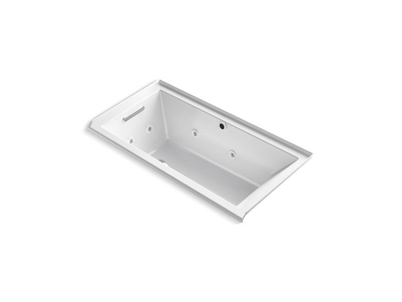 KOHLER K-1167-XH2GL-0 Underscore Rectangle 60" x 30" alcove whirlpool + BubbleMassage(TM) Air Bath with integral flange and left-hand drain