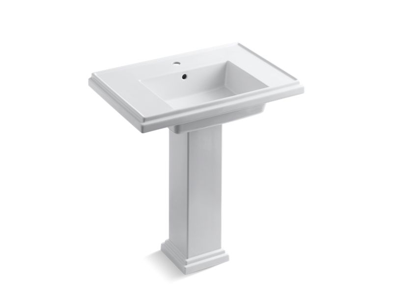 KOHLER 2845-1-0 Tresham 30" Pedestal Bathroom Sink With Single Faucet Hole in White