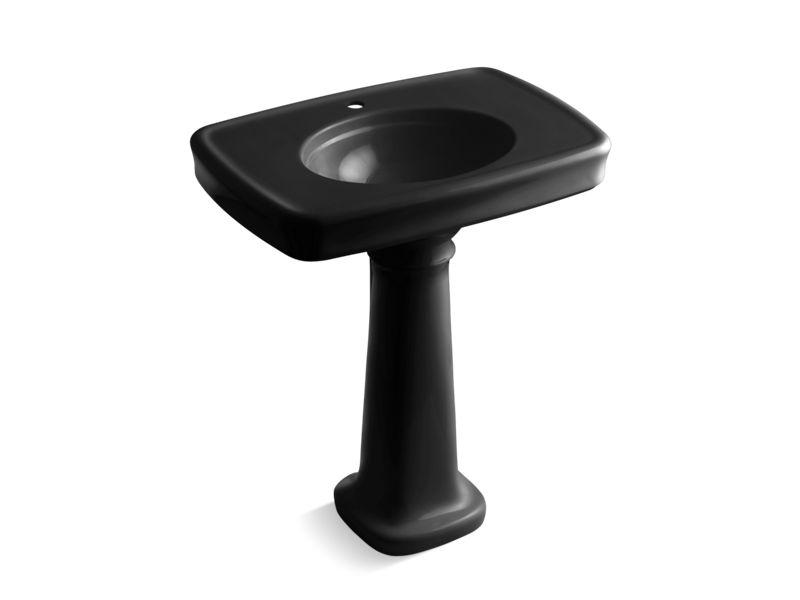 KOHLER 2347-1-7 Bancroft 30" Pedestal Bathroom Sink With Single Faucet Hole in Black