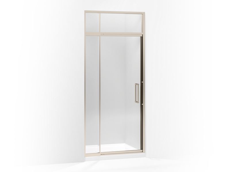 KOHLER 705819-L-ABV Lattis Pivot Shower Door With Sliding Steam Transom, 89-1/2" H X 36 - 39" W, With 3/8" Thick Crystal Clear Glass in Anodized Brushed Bronze
