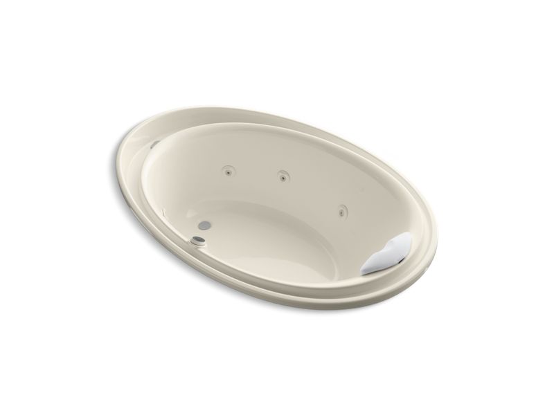 KOHLER K-1110-M-47 Purist 72" x 46" drop-in whirlpool with massage package, reversible drain and heater