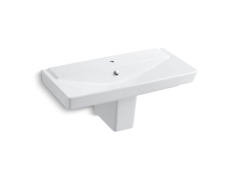 KOHLER 5148-1-0 R?¬ve 39" Semi-Pedestal Bathroom Sink With Single Faucet Hole in White