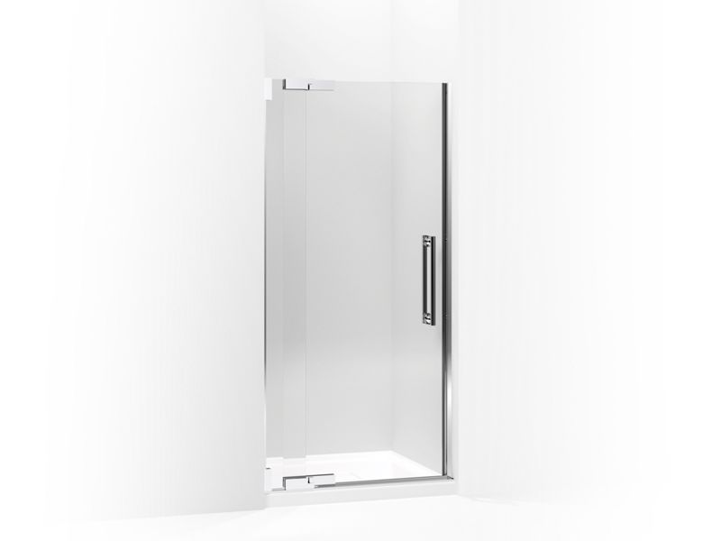 KOHLER 705700-L-SHP Purist Pivot Shower Door, 72-1/4" H X 30-1/4 - 32-3/4" W, With 3/8" Thick Crystal Clear Glass in Bright Polished Silver