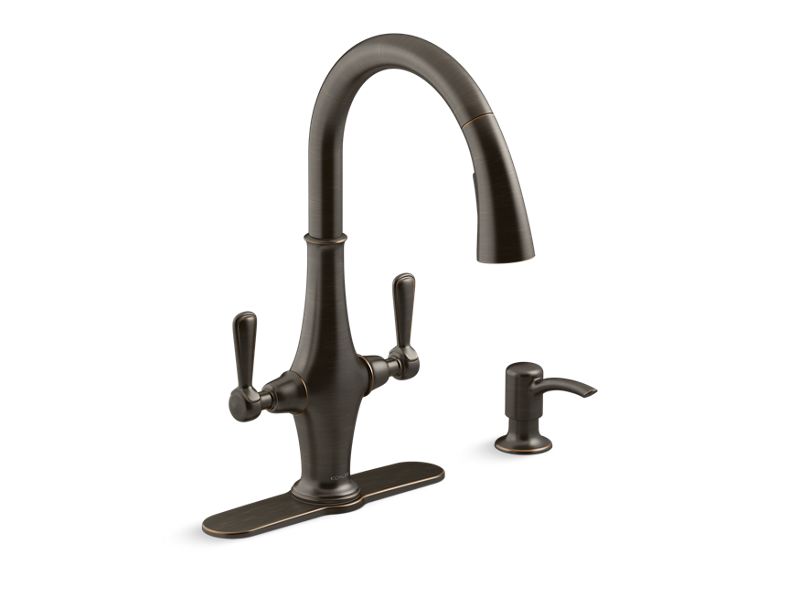 KOHLER K-R29473-SD Pannier Two-handle pull-down kitchen sink faucet
