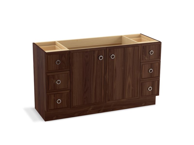 KOHLER K-99510-TKSD-1WE Jacquard 60" bathroom vanity cabinet with toe kick, 2 doors and 6 drawers, split top drawers