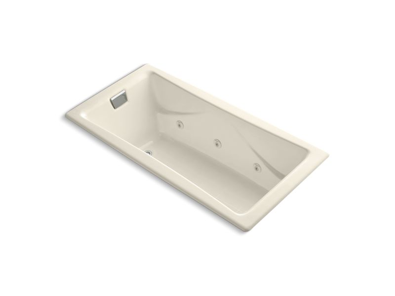 KOHLER K-865-HM-47 Tea-for-Two 72" x 36" drop-in whirlpool with reversible drain, heater and custom pump location without trim