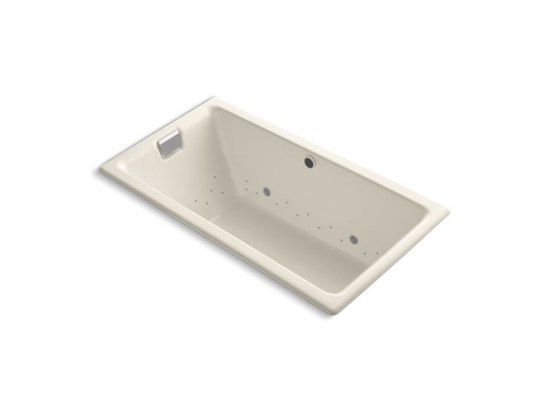 KOHLER K-856-GCBN-47 Tea-for-Two 66" x 36" drop-in BubbleMassage air bath with Vibrant Brushed Nickel airjet finish and chromatherapy lights