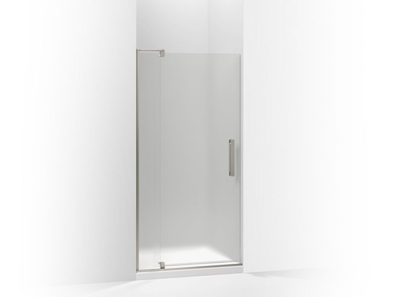 KOHLER 707506-D3-BNK Revel Pivot Shower Door, 74"H X 27-5/16 - 31-1/8"W, With 5/16" Thick Frosted Glass in Anodized Brushed Nickel