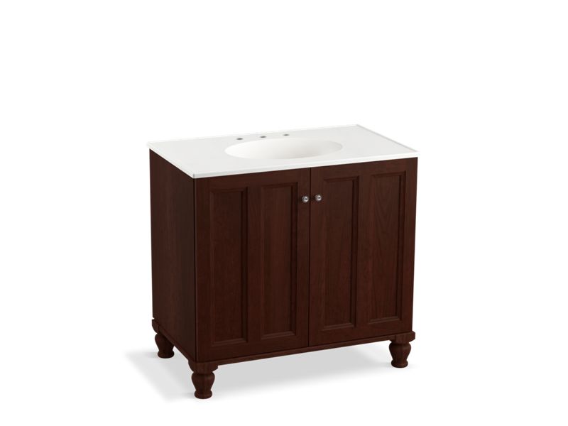 KOHLER K-99518-LG-1WG Damask 36" bathroom vanity cabinet with furniture legs and 2 doors