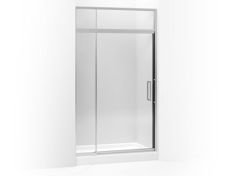KOHLER 705823-L-SH Lattis Pivot Shower Door With Sliding Steam Transom, 89-1/2" H X 45 - 48" W, With 3/8" Thick Crystal Clear Glass in Bright Silver
