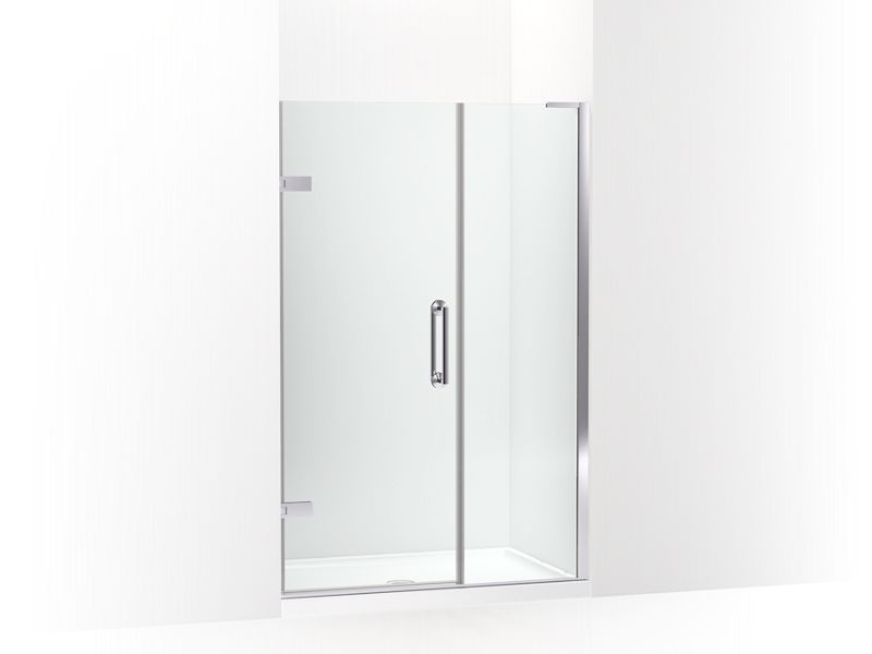KOHLER 27605-10L-SHP Components 45-1/4"?Çô46" W X 71-1/2" H Frameless Pivot Shower Door With 3/8" Crystal Clear Glass And Back-To-Back Vertical Door Pulls in Bright Polished Silver