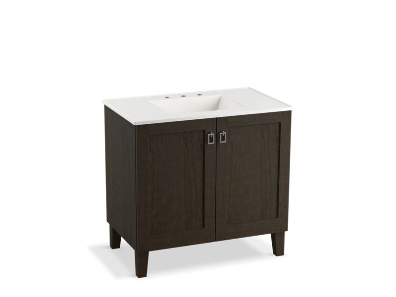 KOHLER K-99531-LG-1WC Poplin 36" bathroom vanity cabinet with legs and 2 doors