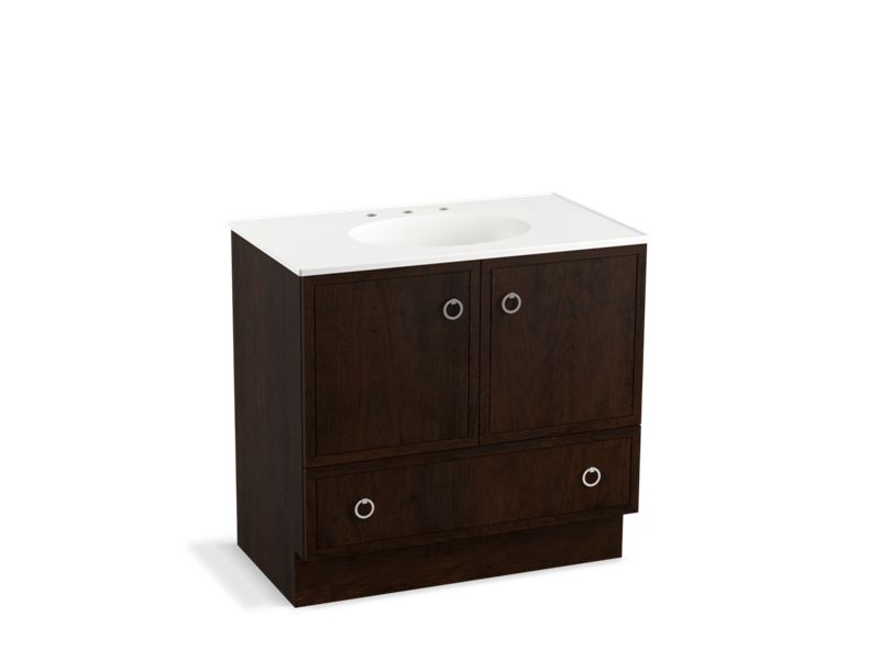 KOHLER K-99506-TK-1WB Jacquard 36" bathroom vanity cabinet with toe kick, 2 doors and 1 drawer