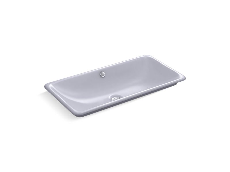 KOHLER 20212-LG-GRL Iron Plains Trough Rectangle Drop-In/Undermount Vessel Bathroom Sink With Lavender Grey Painted Underside in Lavender Grey