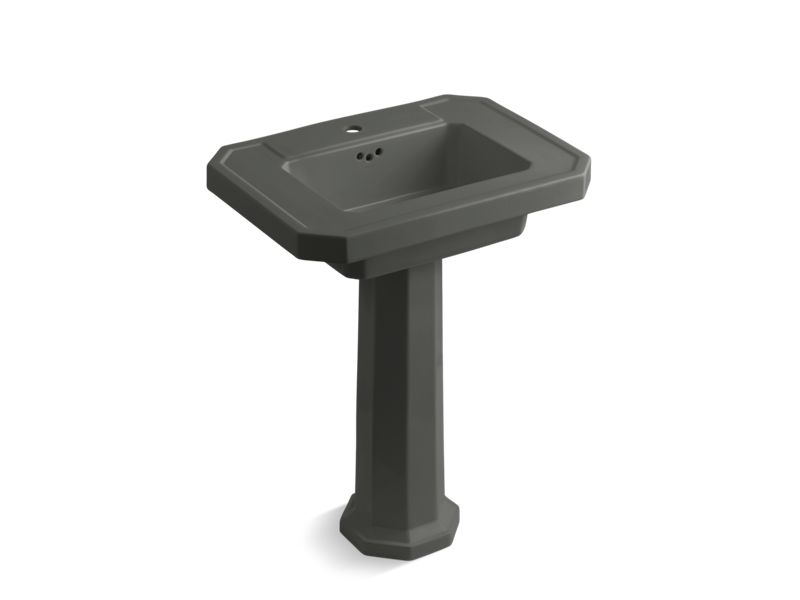 KOHLER 2322-1-58 Kathryn Pedestal Bathroom Sink With Single Faucet Hole in Thunder Grey