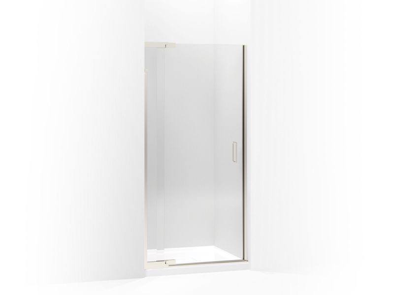 KOHLER 702010-L-BN Purist Pivot Shower Door, 72" H X 30 - 33" W, With 1/4" Thick Crystal Clear Glass in Vibrant Brushed Nickel