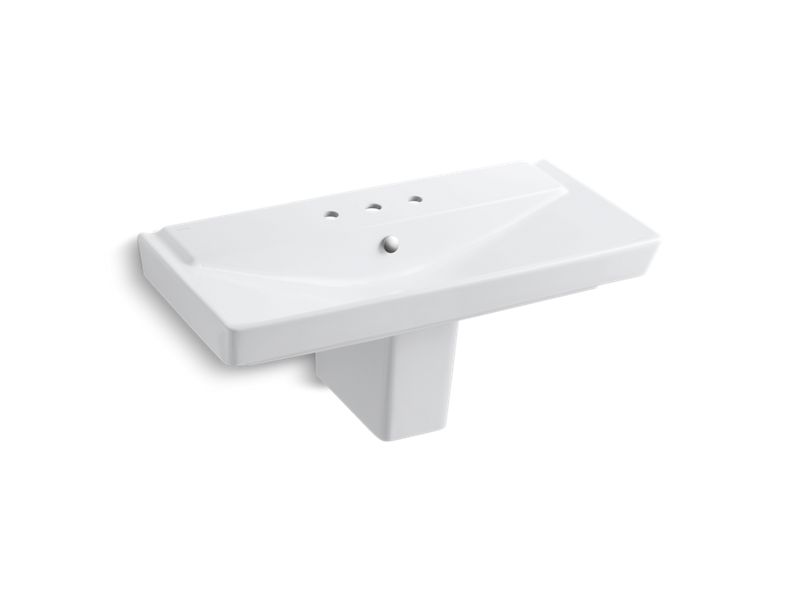 KOHLER 5148-8-0 R?¬ve 39" Semi-Pedestal Bathroom Sink With 8" Widespread Faucet Holes in White