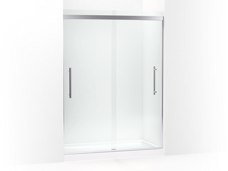 KOHLER 706533-8L-SHP Prim Frameless Sliding Shower Door in Crystal Clear glass with Bright Polished Silver frame
