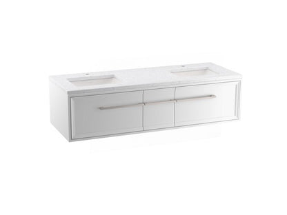 KOHLER K-CM33567-BD1 Lodern 60" wall-hung bathroom vanity cabinet with sinks and quartz top