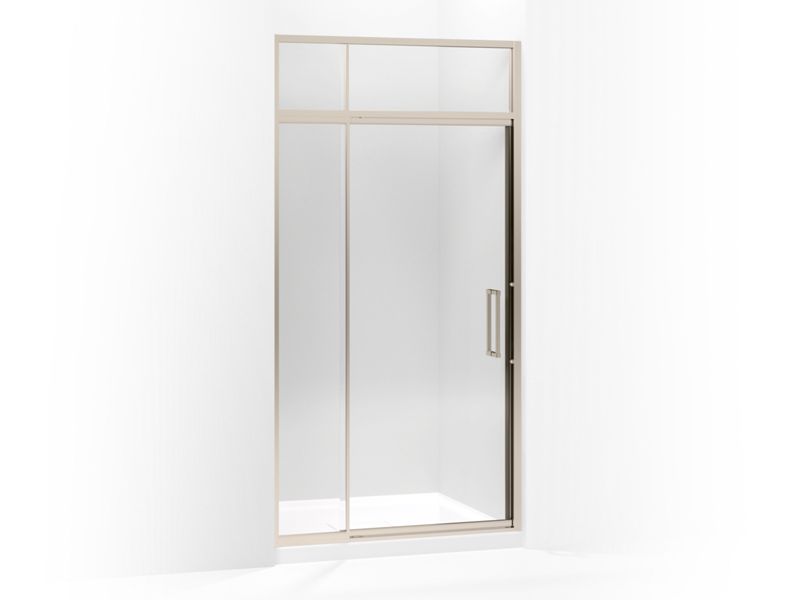 KOHLER 705821-L-ABV Lattis Pivot Shower Door With Sliding Steam Transom, 89-1/2" H X 39 - 42" W, With 3/8" Thick Crystal Clear Glass in Anodized Brushed Bronze