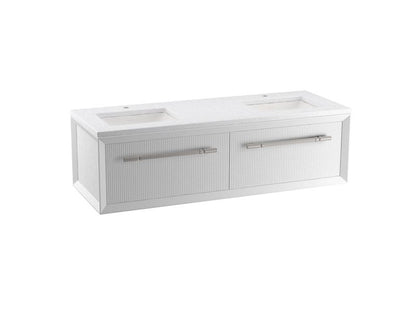 KOHLER K-CM33563-BD1 Enivo 60" wall-hung bathroom vanity cabinet with sinks and quartz top