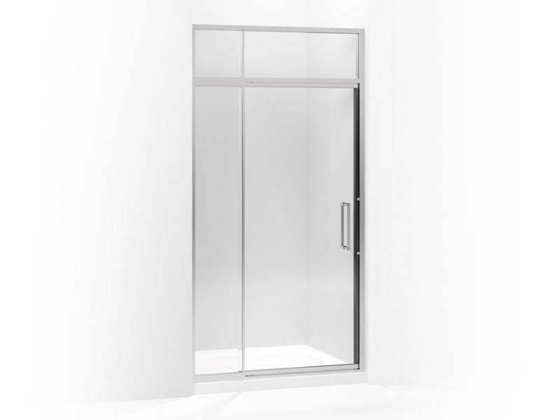 KOHLER 705821-L-SH Lattis Pivot Shower Door With Sliding Steam Transom, 89-1/2" H X 39 - 42" W, With 3/8" Thick Crystal Clear Glass in Bright Silver