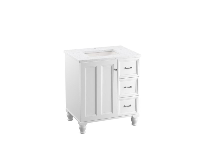 KOHLER K-CM99517-BD1 Damask 30" bathroom vanity cabinet with sink and quartz top