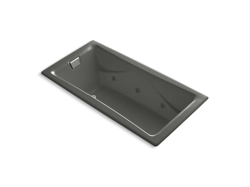 KOHLER K-865-HB-58 Tea-for-Two 72" x 36" drop-in whirlpool with reversible drain, heater and custom pump location without trim