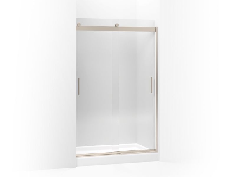 KOHLER K-706010-L Levity Sliding shower door, 74" H x 44-5/8 - 47-5/8" W, with 3/8" thick Crystal Clear glass and blade handles