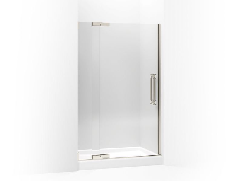 KOHLER 705722-L-NX Pinstripe Pivot Shower Door, 72-1/4" H X 45-1/4 - 47-3/4" W, With 1/2" Thick Crystal Clear Glass in Brushed Nickel Anodized