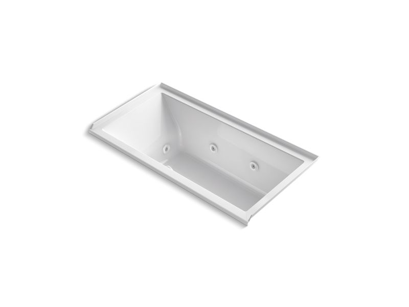 KOHLER K-1167-RH2-0 Underscore Rectangle 60" x 30" alcove whirlpool with integral flange and right-hand drain