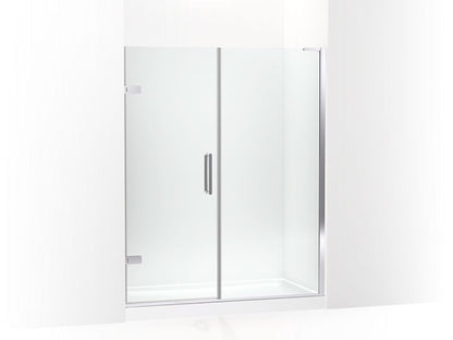 KOHLER 27616-10L-SHP Composed 57-1/4"?Çô58" W X 71-1/2" H Frameless Pivot Shower Door With 3/8" Crystal Clear Glass And Back-To-Back Vertical Door Pulls in Bright Polished Silver