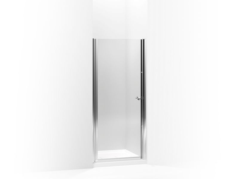 KOHLER 702400-L-SH Fluence Pivot Shower Door, 65-1/2" H X 28-3/4 - 30-1/4" W, With 1/4" Thick Crystal Clear Glass in Bright Silver
