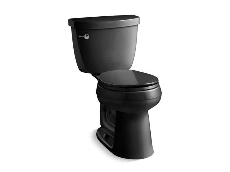 KOHLER 3887-U-7 Cimarron Comfort Height Two-Piece Round-Front 1.28 Gpf Chair Height Toilet With Insulated Tank in Black