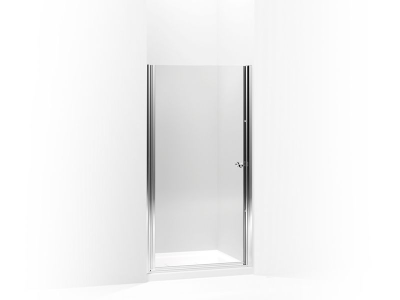 KOHLER 702412-L-SH Fluence Pivot Shower Door, 65-1/2" H X 36-1/4 - 37-3/4" W, With 1/4" Thick Crystal Clear Glass in Bright Silver