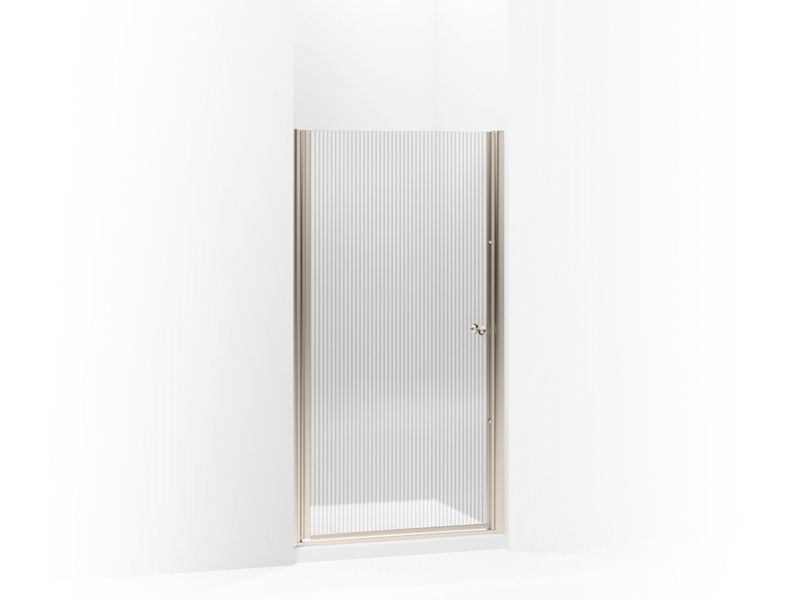 KOHLER K-702412-G54 Fluence Pivot shower door, 65-1/2" H x 36-1/2 - 37-3/4" W, with 1/4" thick Falling Lines glass